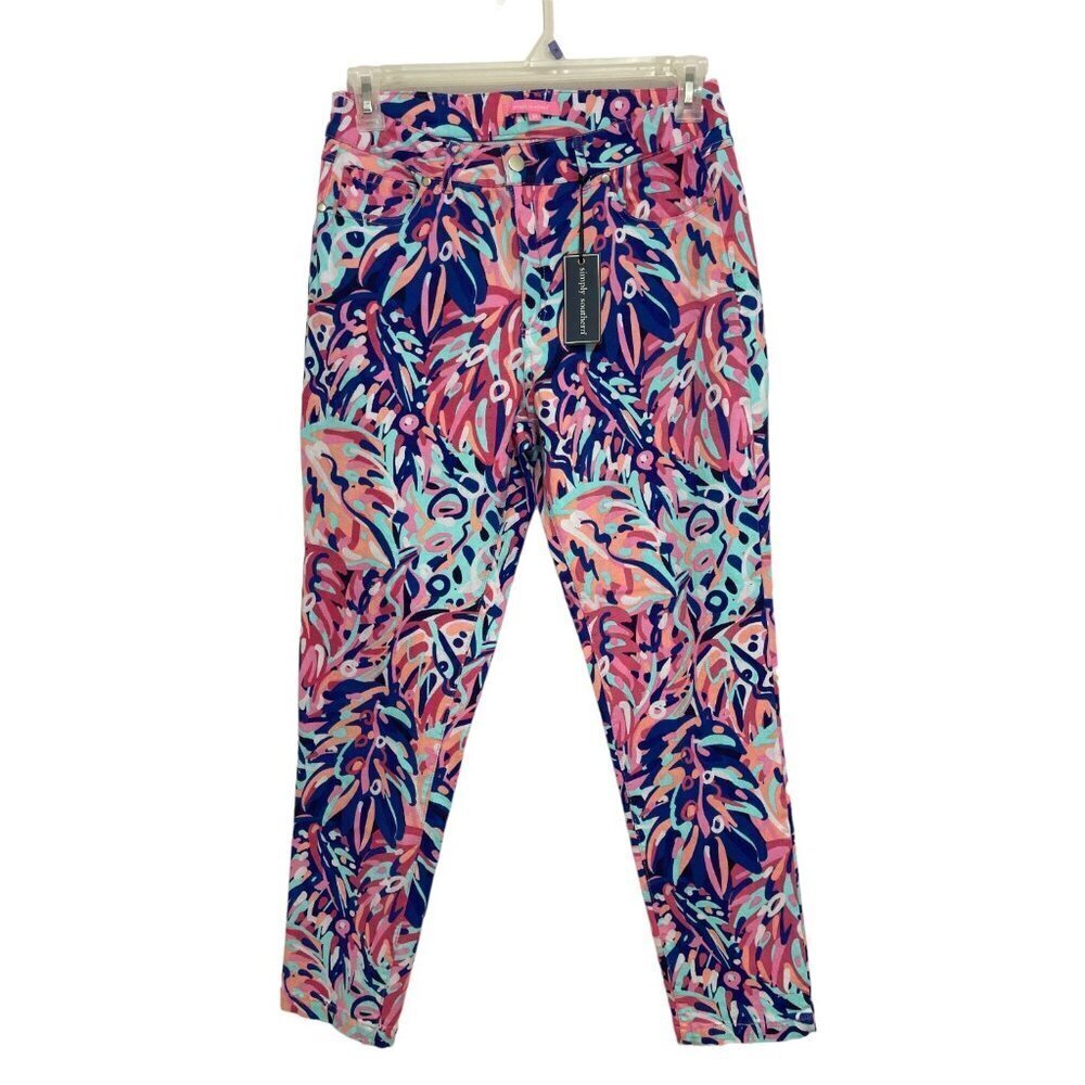 SIMPLY SOUTHERN‎ Flashy Hi-Rise Cropped Pants Medium "Rainforest" Multicolor NWT - Picture 10 of 16